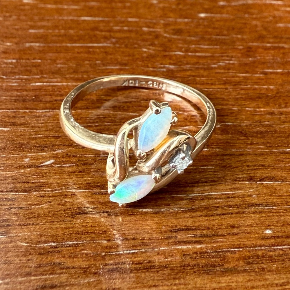 10k Gold Opal and diamond Ring